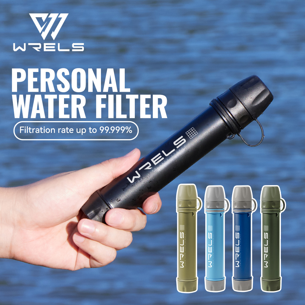 Water Purification Straw - WRELS เครื่องกรองน้ำกลางแจ้งแบบพกพา ดื่มได้ทันที ตัวกรองน้ำขนาดเล็ก ชุดอุปกรณ์เอาตัวรอดฉุกเฉินกลางแจ้ง สำหรับการเดินป่า