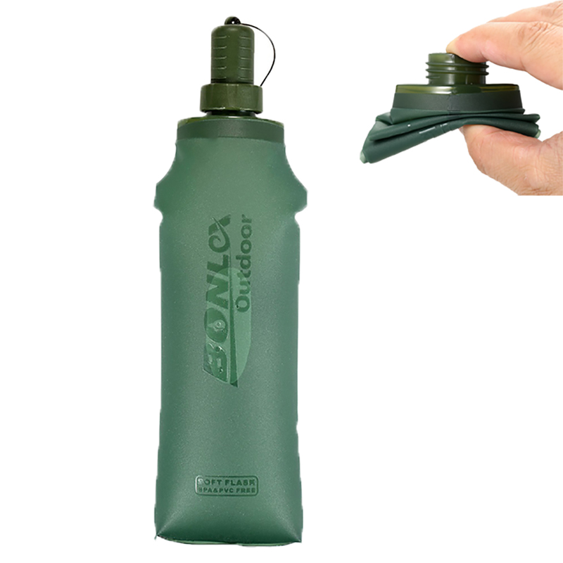 Water Bag Collapsible - ถุงน้ำแบบพับได้ขนาด 250 มล. 500 มล. ขวดน้ำแบบพับได้พร้อมฝาปิดกันฝุ่นสำหรับการเดินป่าขี่จักรยานผจญภัยกลางแจ้ง