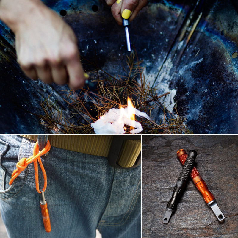Magnesium Fire Starter - ที่จุดไฟฉุกเฉินแบบกันน้ำสำหรับใช้งานกลางแจ้ง ทำจากเหล็กและหินเหล็กไฟ อุปกรณ์ตั้งแคมป์ แท่งสังกะสีแมกนีเซียม แท่งจุดไฟอเนกประสงค์