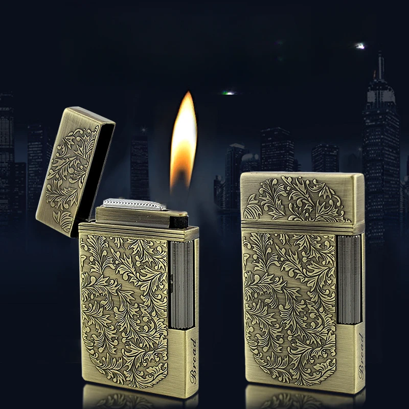 Fire Starting Kit - Vintage โลหะดอกไม้รูปแบบ Bright Sound แก๊สบดล้อ Flint