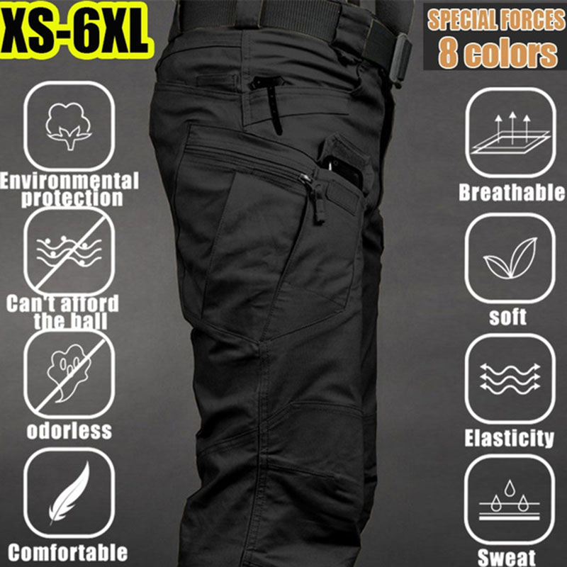Fishing Kit Compact - ผู้ชายยุทธวิธี Cargo กางเกง 6XL PLUS ขนาดลําลองกลางแจ้งกางเกงกีฬาเดินป่าตกปลากันน้ํา