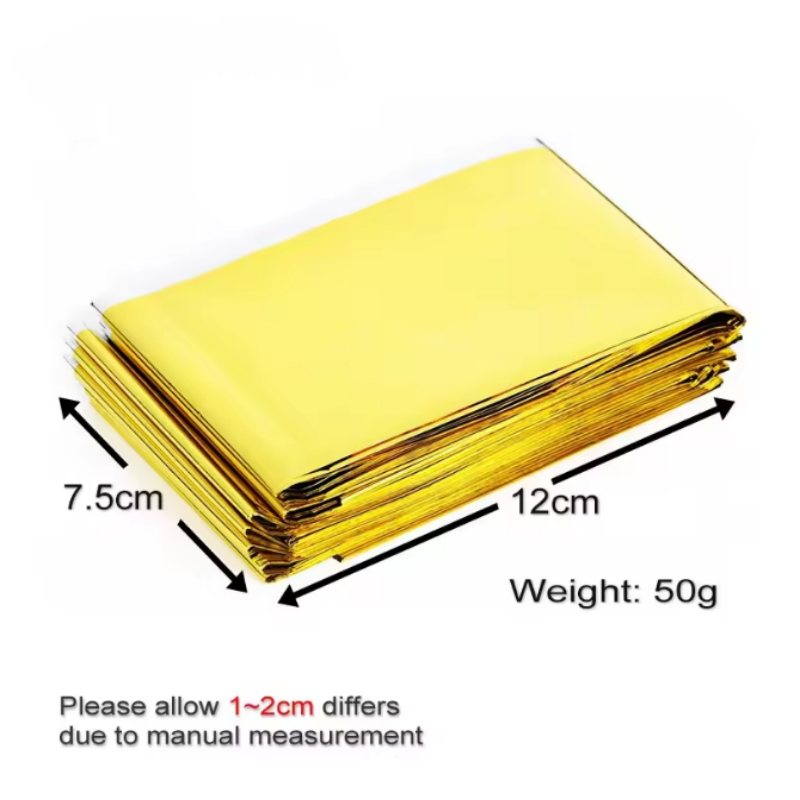 Survival Blanket Reflective - ผ้าห่มฉุกเฉินสะท้อนความร้อนอเนกประสงค์ กันน้ำ กันลม สำหรับการตั้งแคมป์ ท่องเที่ยวทางถนน ใช้ในครัวเรือน