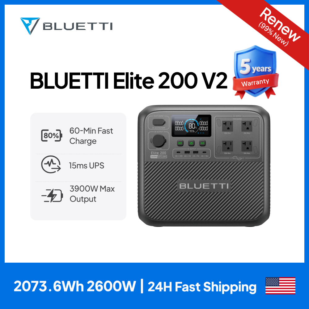【รีนิว】BLUETTI Elite 200 V2 สถ - Solar Emergency Charger บทวิจารณ์และราคา